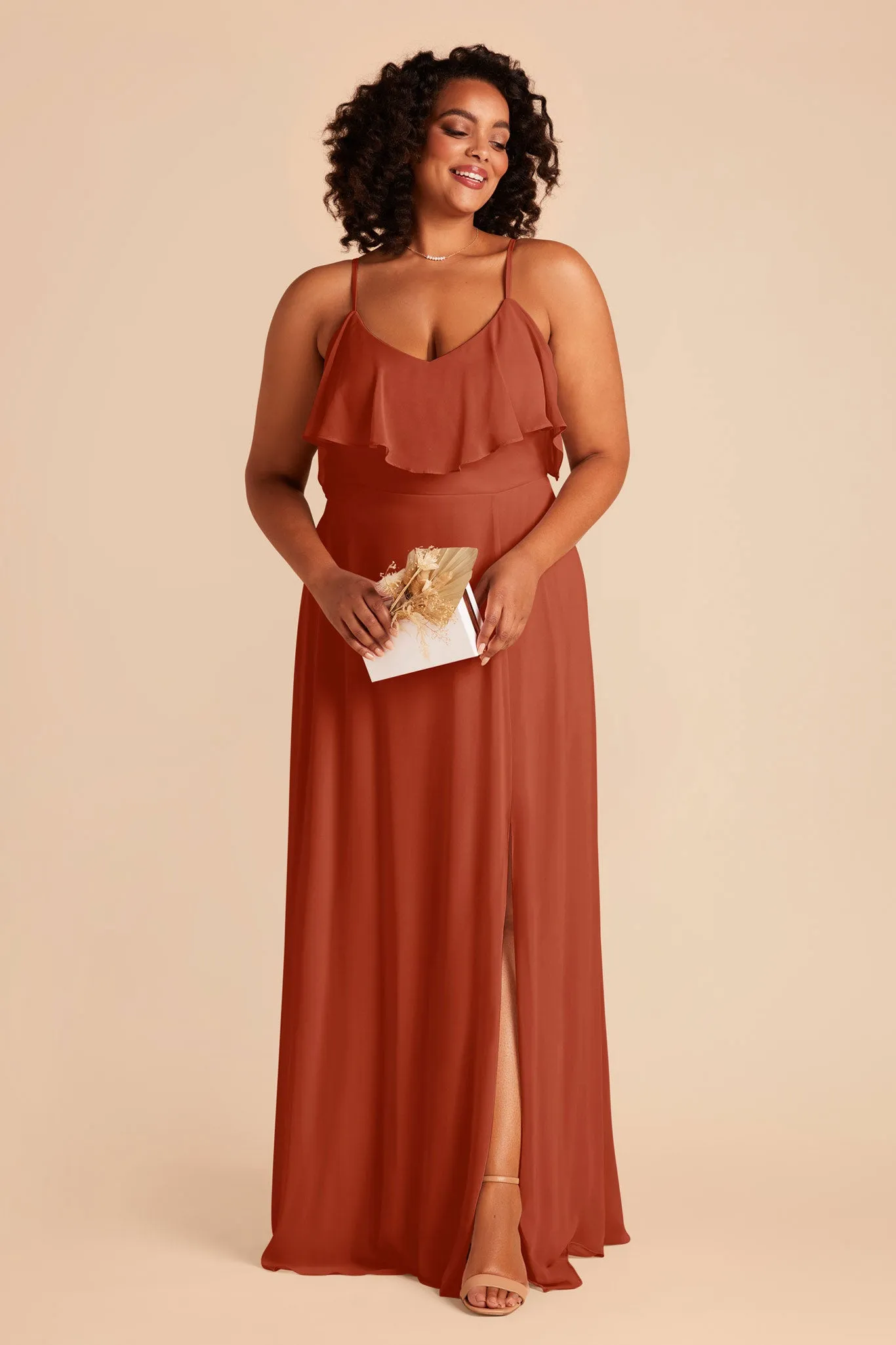 Jane Chiffon Dress With Slit - Auburn sold by Birdy Grey product image thumbnail 2