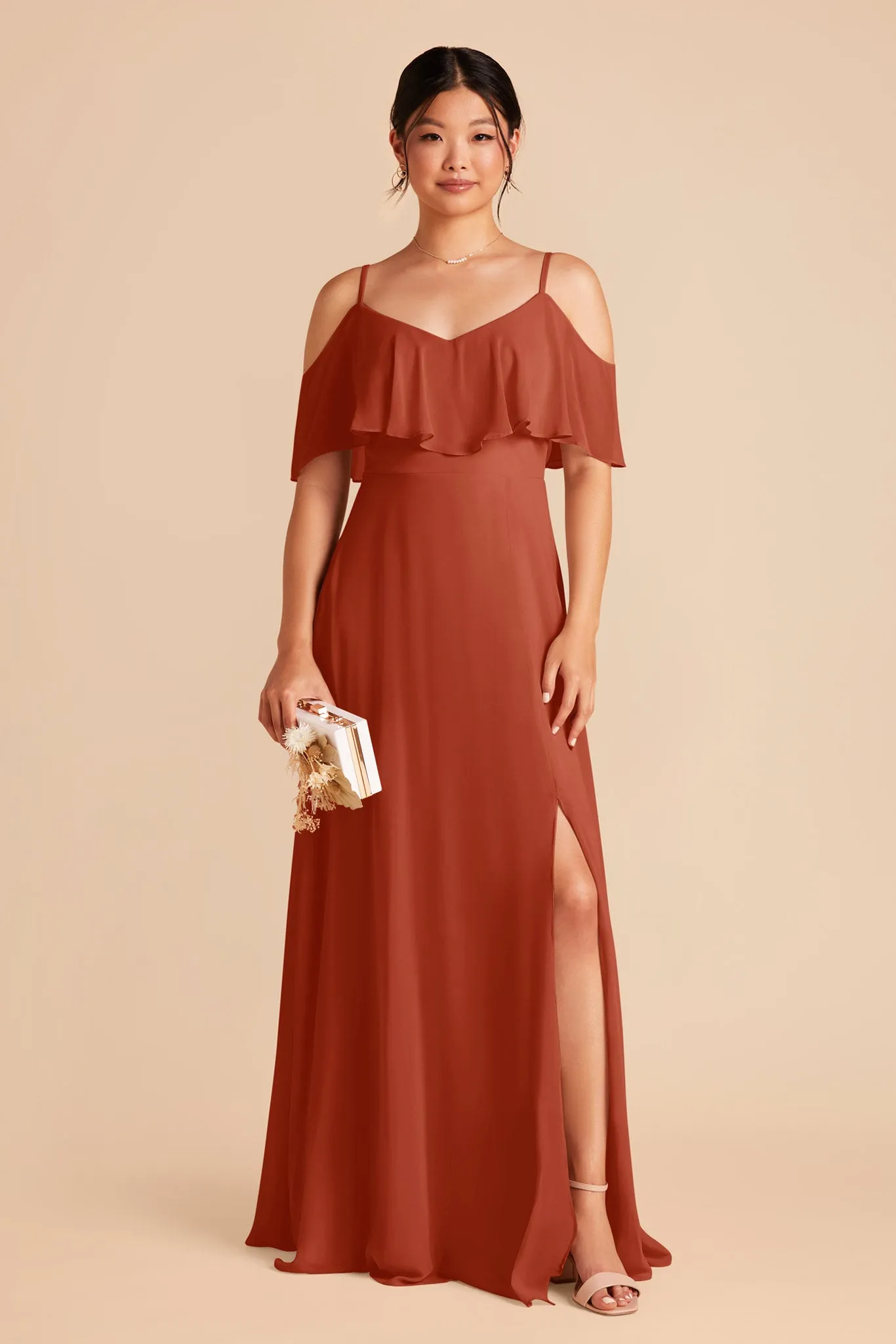 Jane Chiffon Dress With Slit - Auburn sold by Birdy Grey product image thumbnail 3