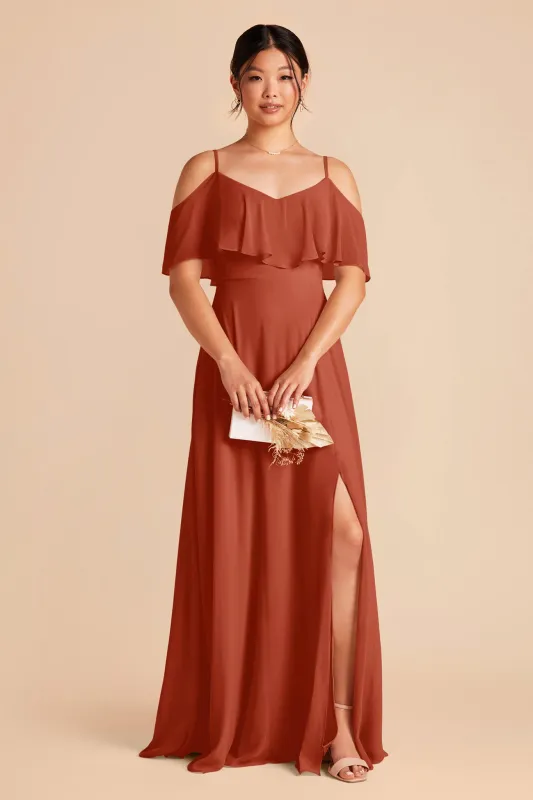 Jane Chiffon Dress With Slit - Auburn sold by Birdy Grey