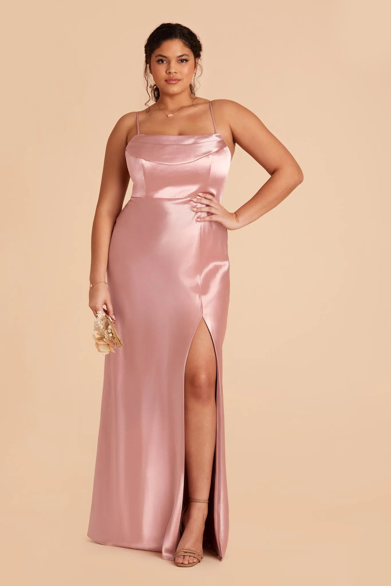 Mia Shiny Satin Dress - English Rose sold by Birdy Grey product image thumbnail 2