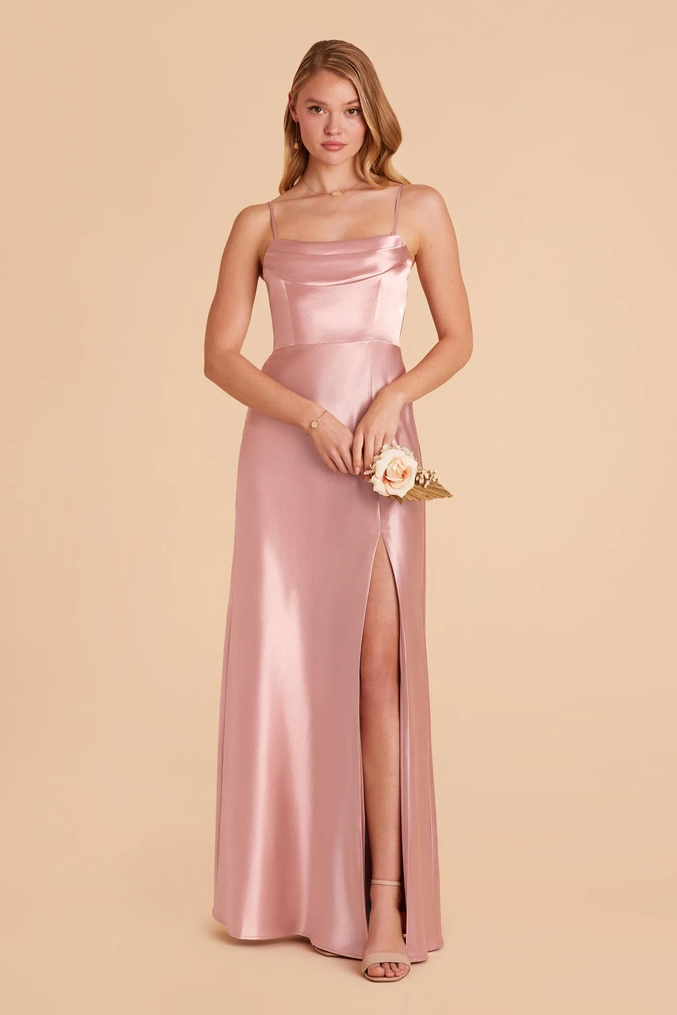 Mia Shiny Satin Dress - English Rose sold by Birdy Grey product image thumbnail 4