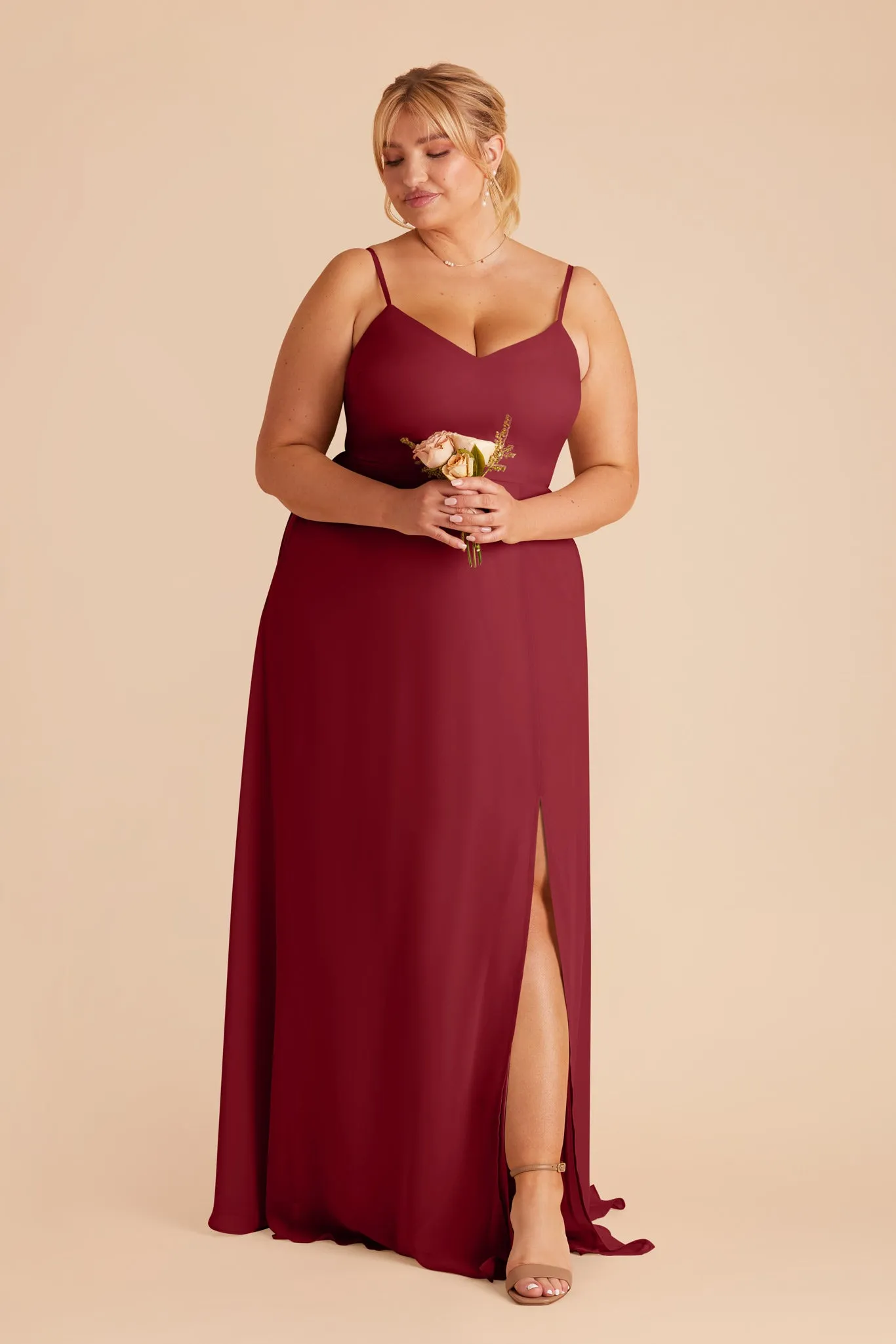Devin Chiffon Dress With Slit - Burgundy sold by Birdy Grey product image thumbnail 2