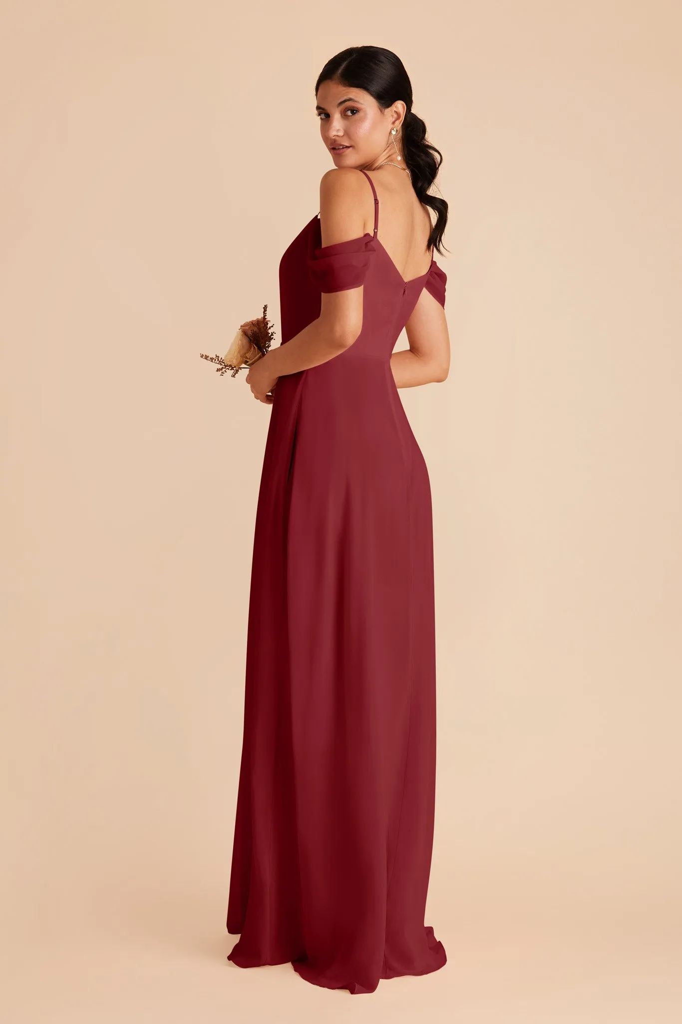 Devin Chiffon Dress With Slit - Burgundy sold by Birdy Grey product image thumbnail 5