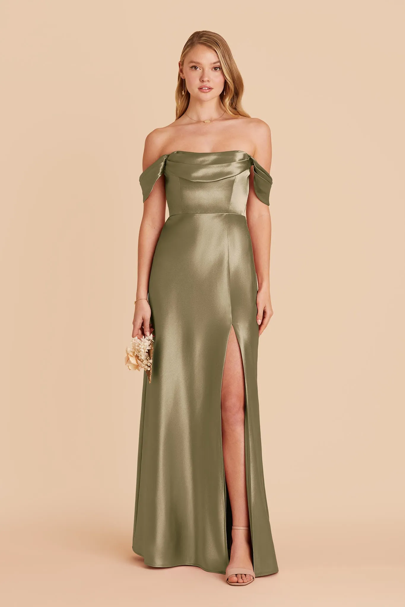Mia Shiny Satin Dress - Moss Green sold by Birdy Grey product image thumbnail 3