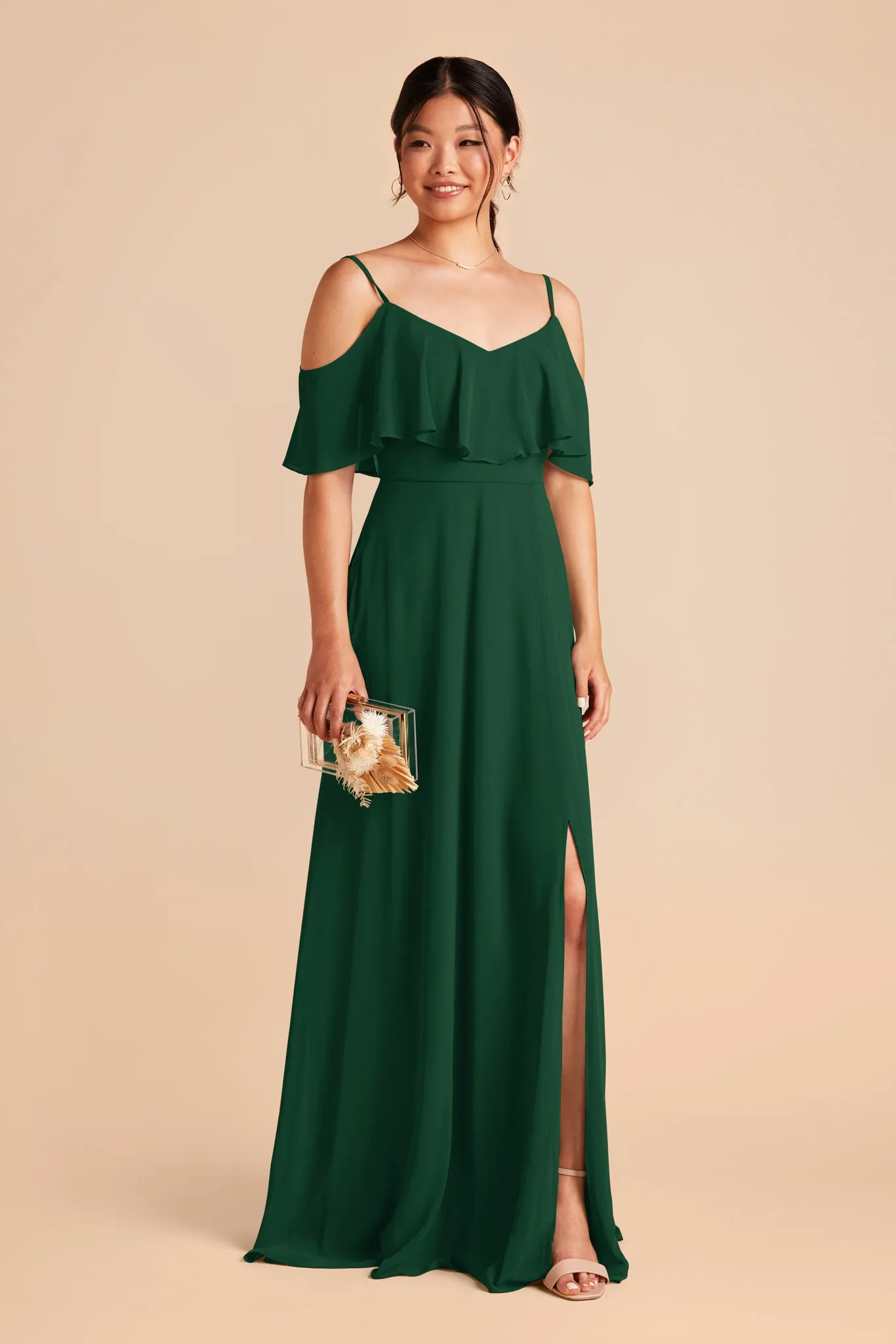 Jane Chiffon Dress With Slit - Forest Green sold by Birdy Grey product image thumbnail 3