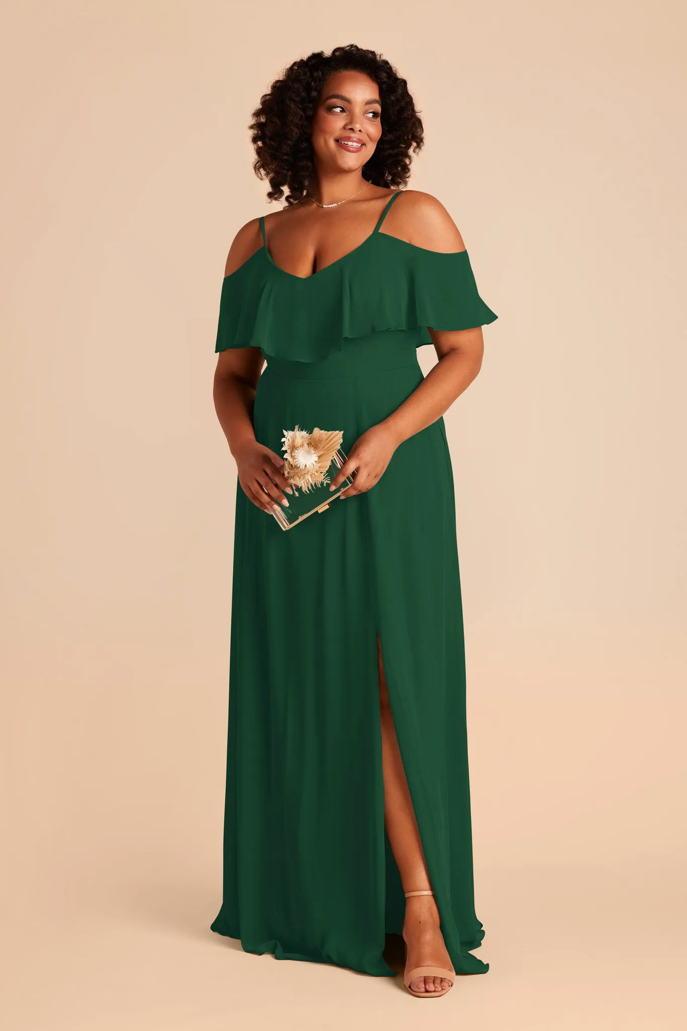 Jane Chiffon Dress With Slit - Forest Green sold by Birdy Grey product image thumbnail 5