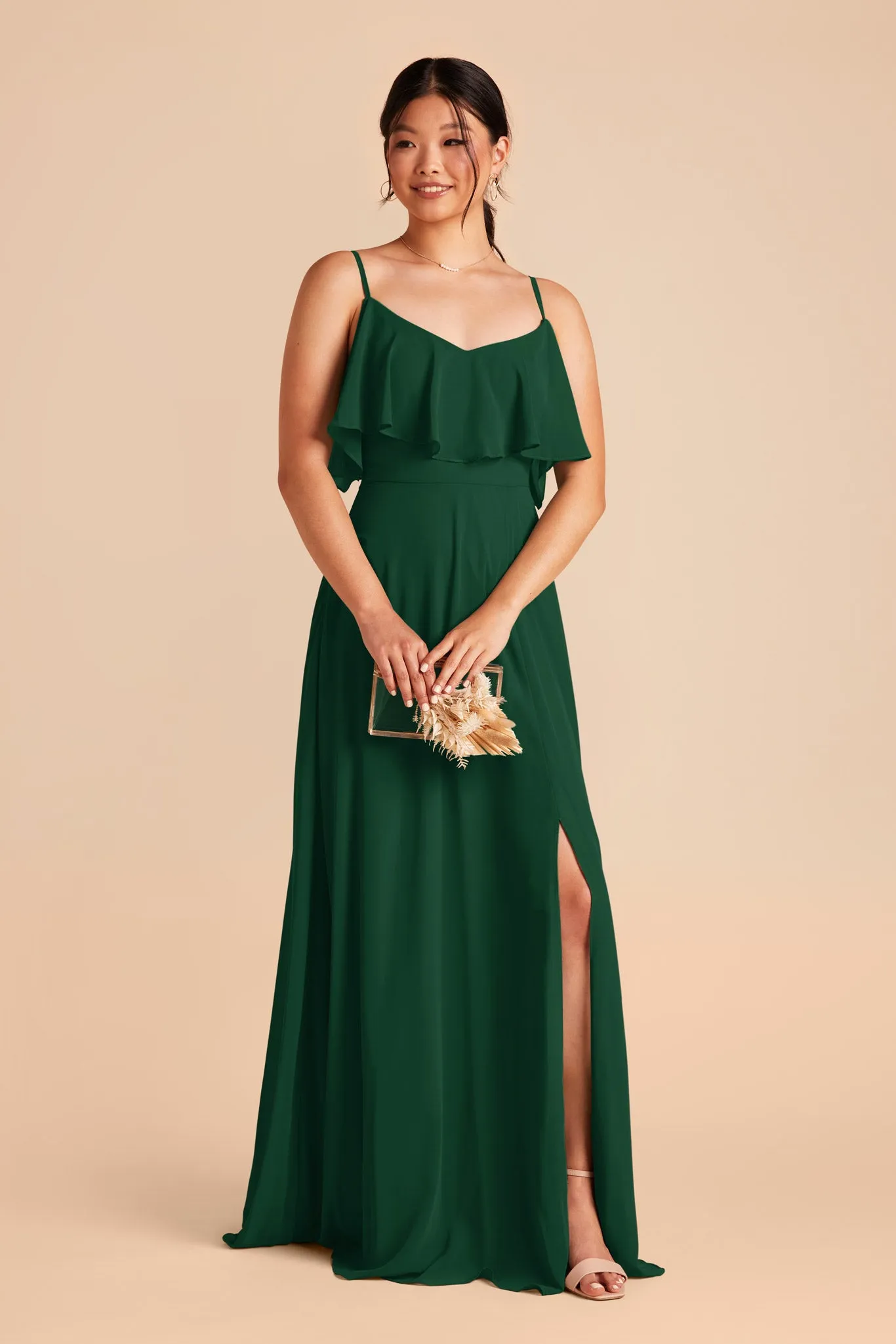 Jane Chiffon Dress With Slit - Forest Green sold by Birdy Grey product image thumbnail 4