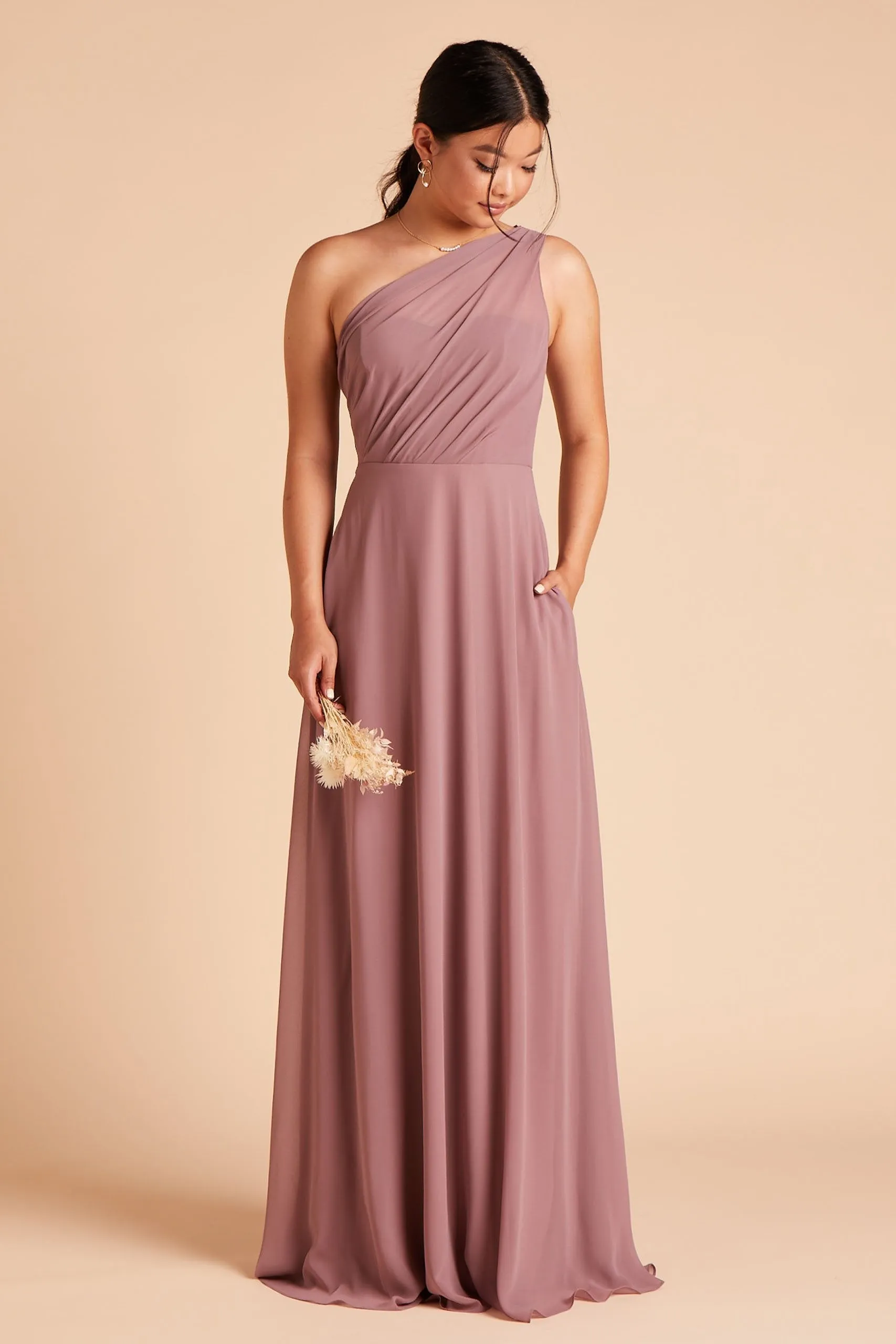 Kira Chiffon Dress - Dark Mauve sold by Birdy Grey