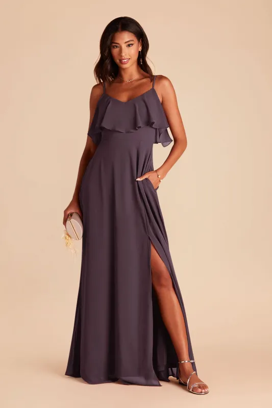 Jane Chiffon Dress With Slit - Plum sold by Birdy Grey
