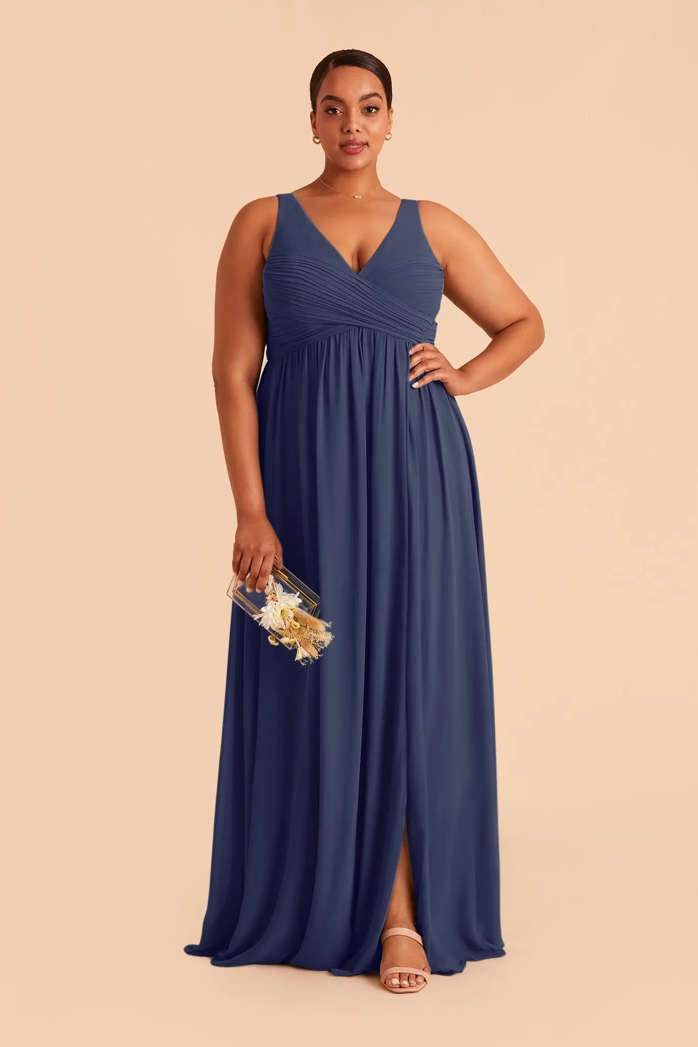 Laurie Chiffon Dress - Slate Blue sold by Birdy Grey