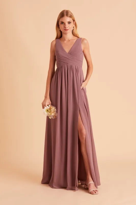 Laurie Chiffon Dress - Dark Mauve sold by Birdy Grey