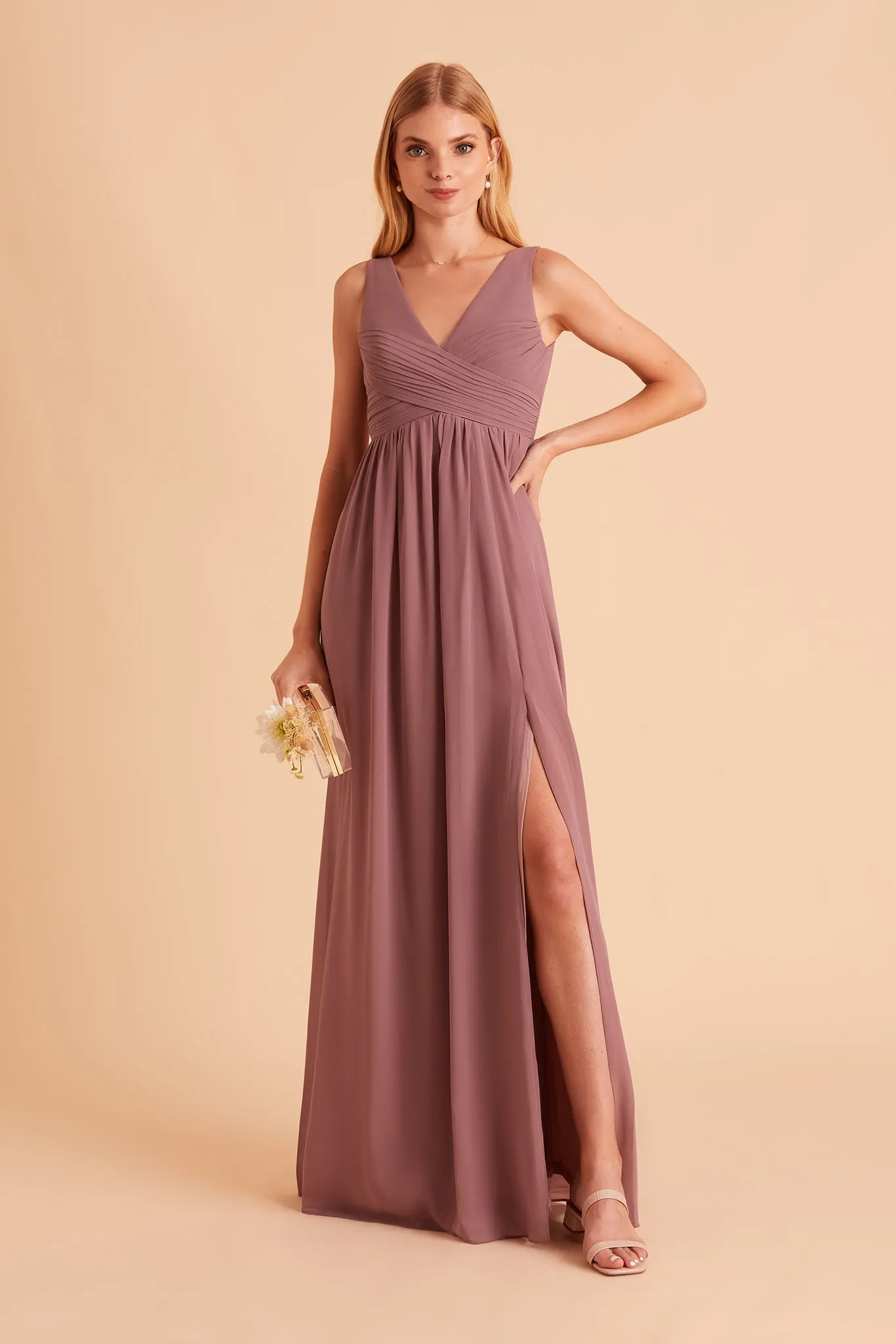 Laurie Chiffon Dress - Dark Mauve sold by Birdy Grey product image thumbnail 4