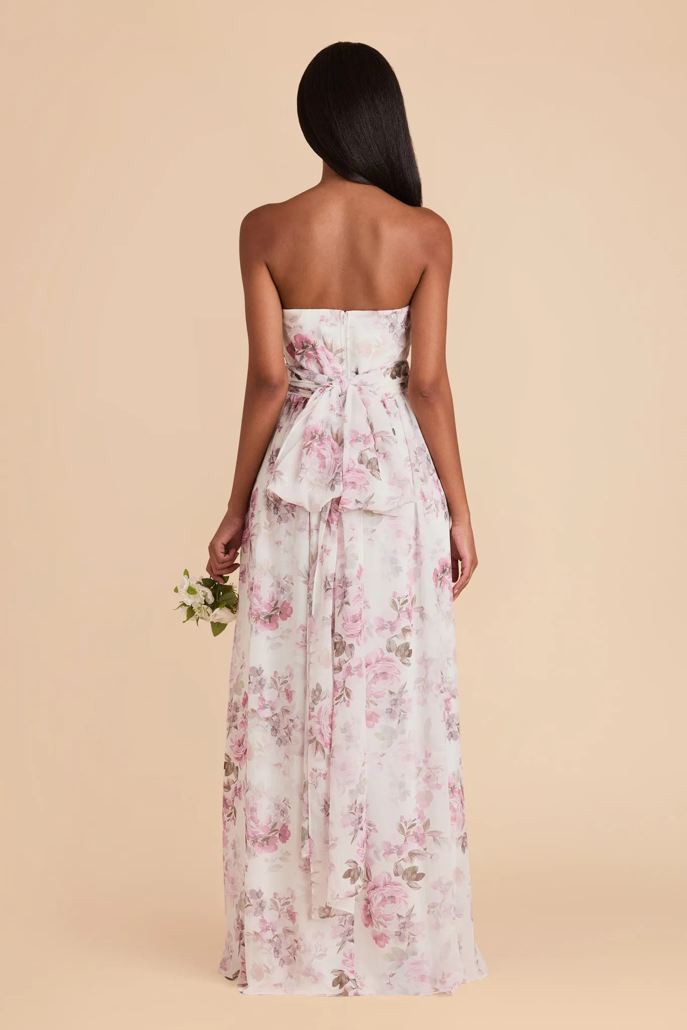 Grace Chiffon Dress - Dusty Pink Peonies sold by Birdy Grey product image thumbnail 5