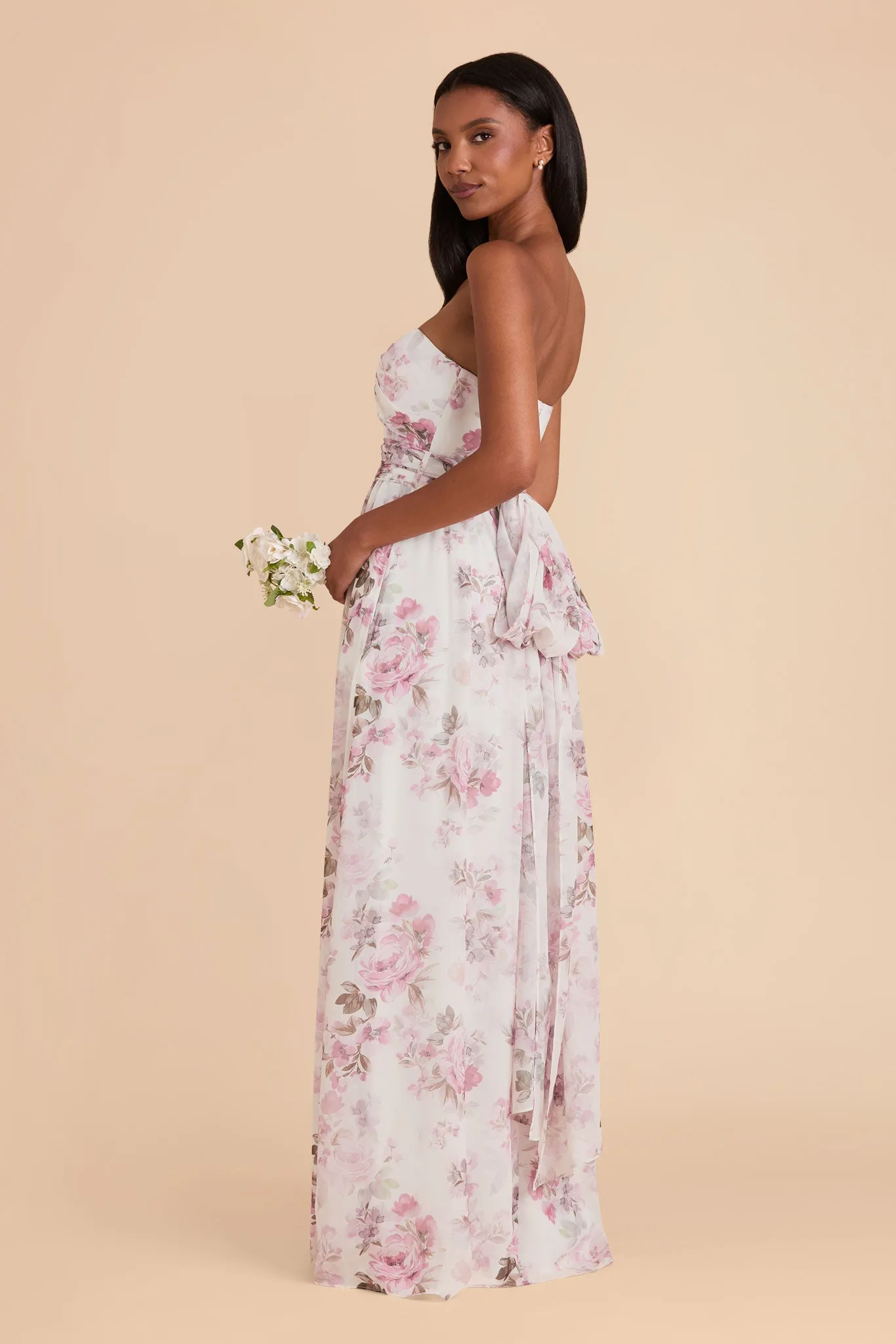 Grace Chiffon Dress - Dusty Pink Peonies sold by Birdy Grey product image thumbnail 4