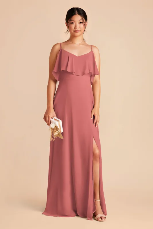 Jane Chiffon Dress With Slit - Wild Rose sold by Birdy Grey