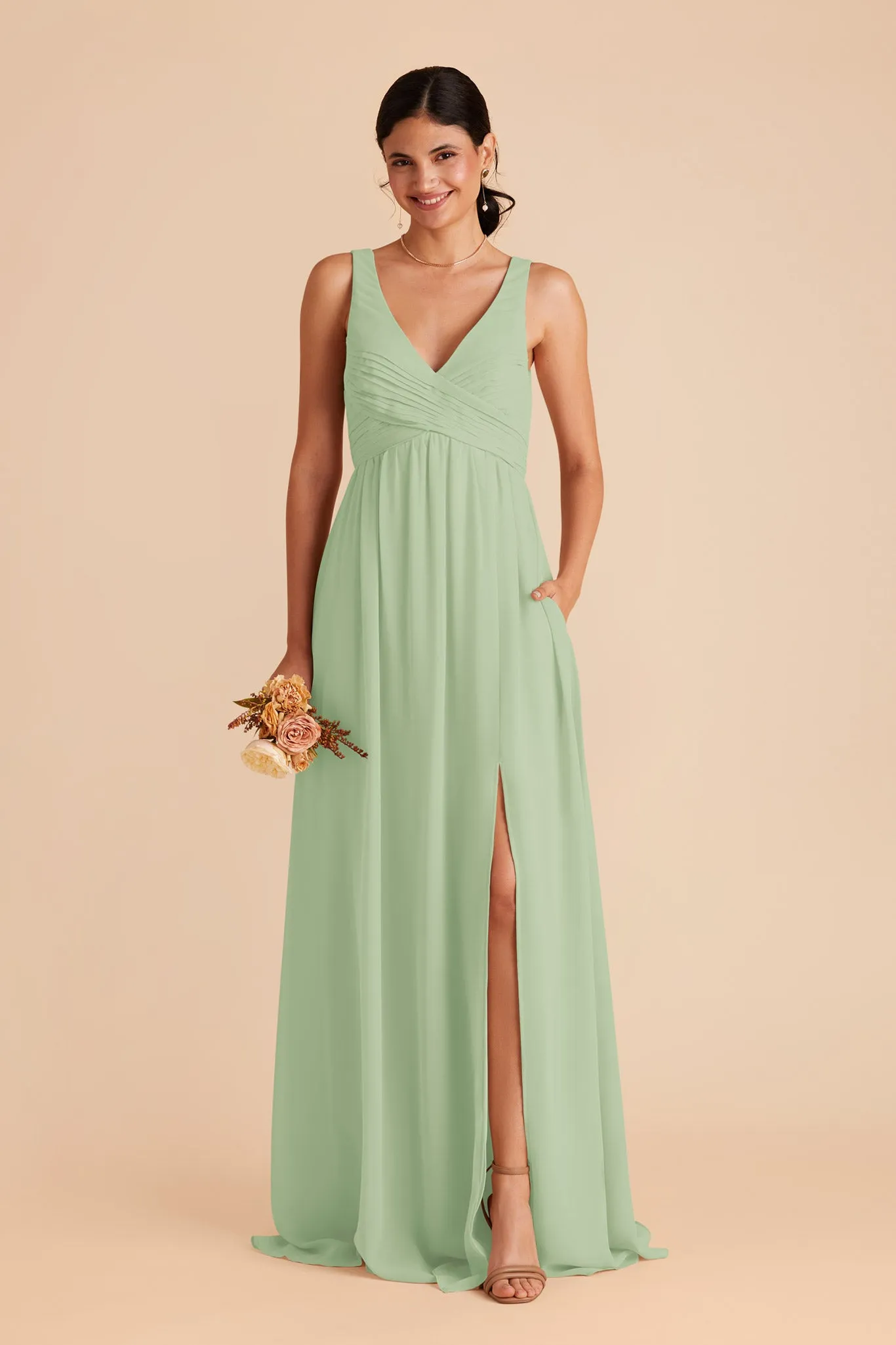 Laurie Chiffon Dress - Pistachio sold by Birdy Grey