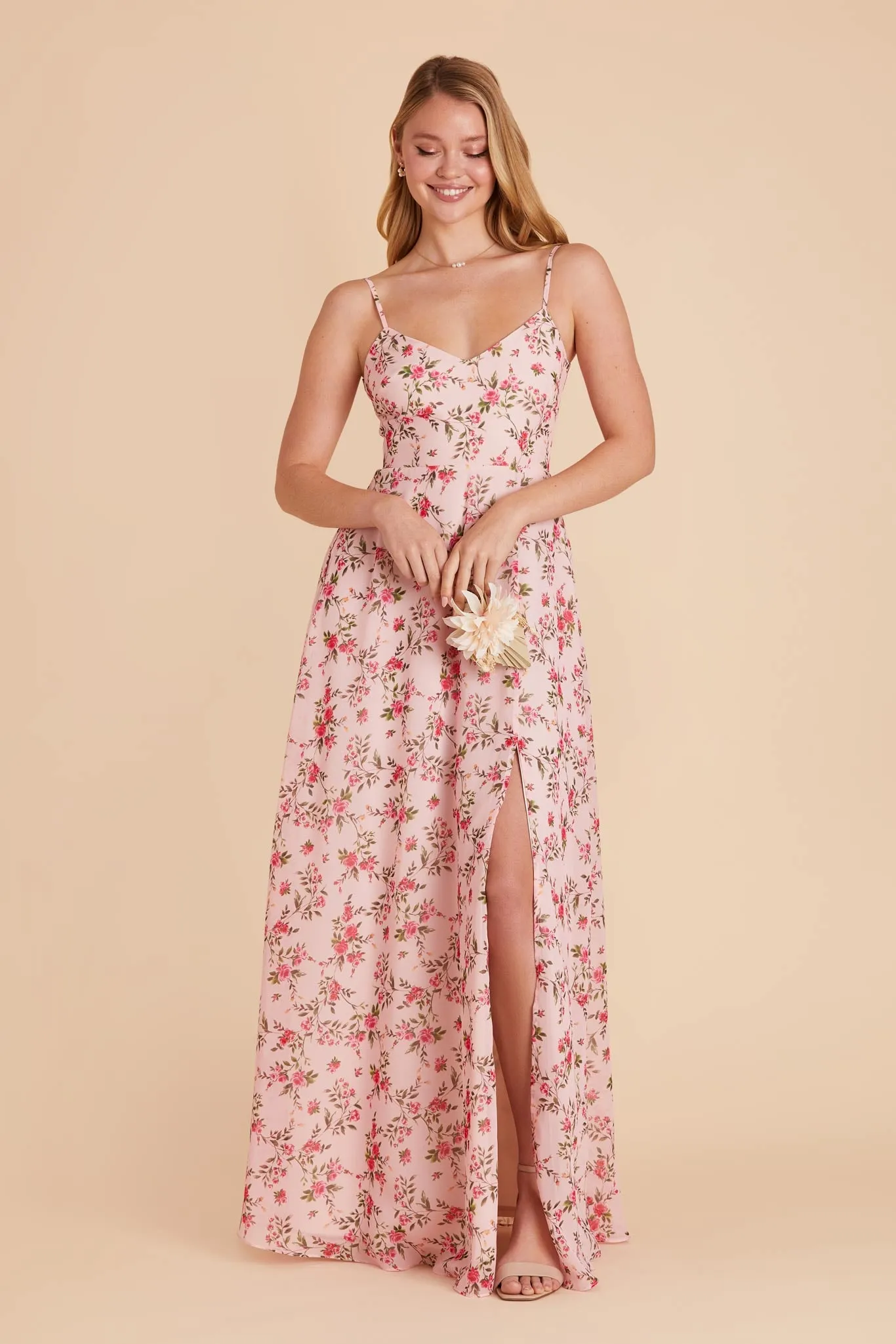 Devin Chiffon Dress With Slit - Wild Rose Garden sold by Birdy Grey product image thumbnail 2