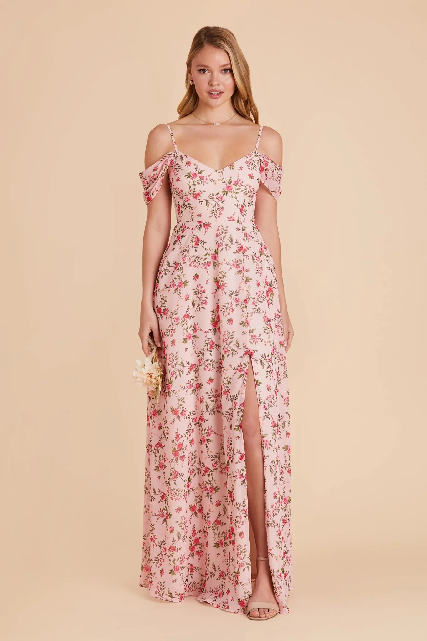 Devin Chiffon Dress With Slit - Wild Rose Garden sold by Birdy Grey product image thumbnail 4