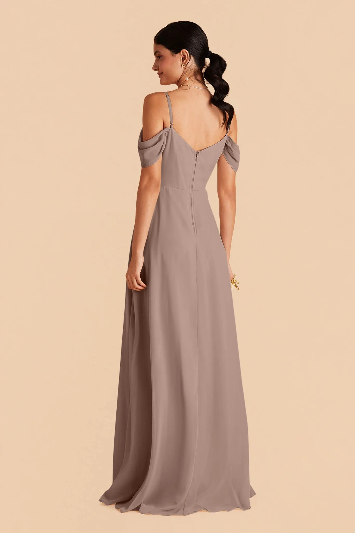 Devin Chiffon Dress With Slit - Toffee sold by Birdy Grey product image thumbnail 5