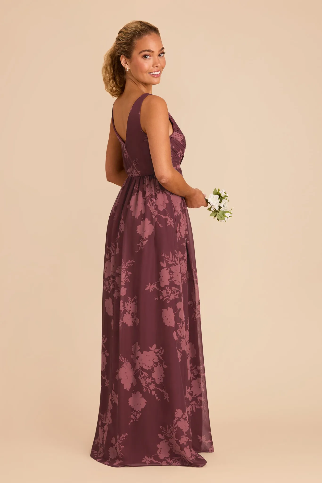 Laurie Chiffon Dress - Sangria Whimsical Blooms sold by Birdy Grey product image thumbnail 4
