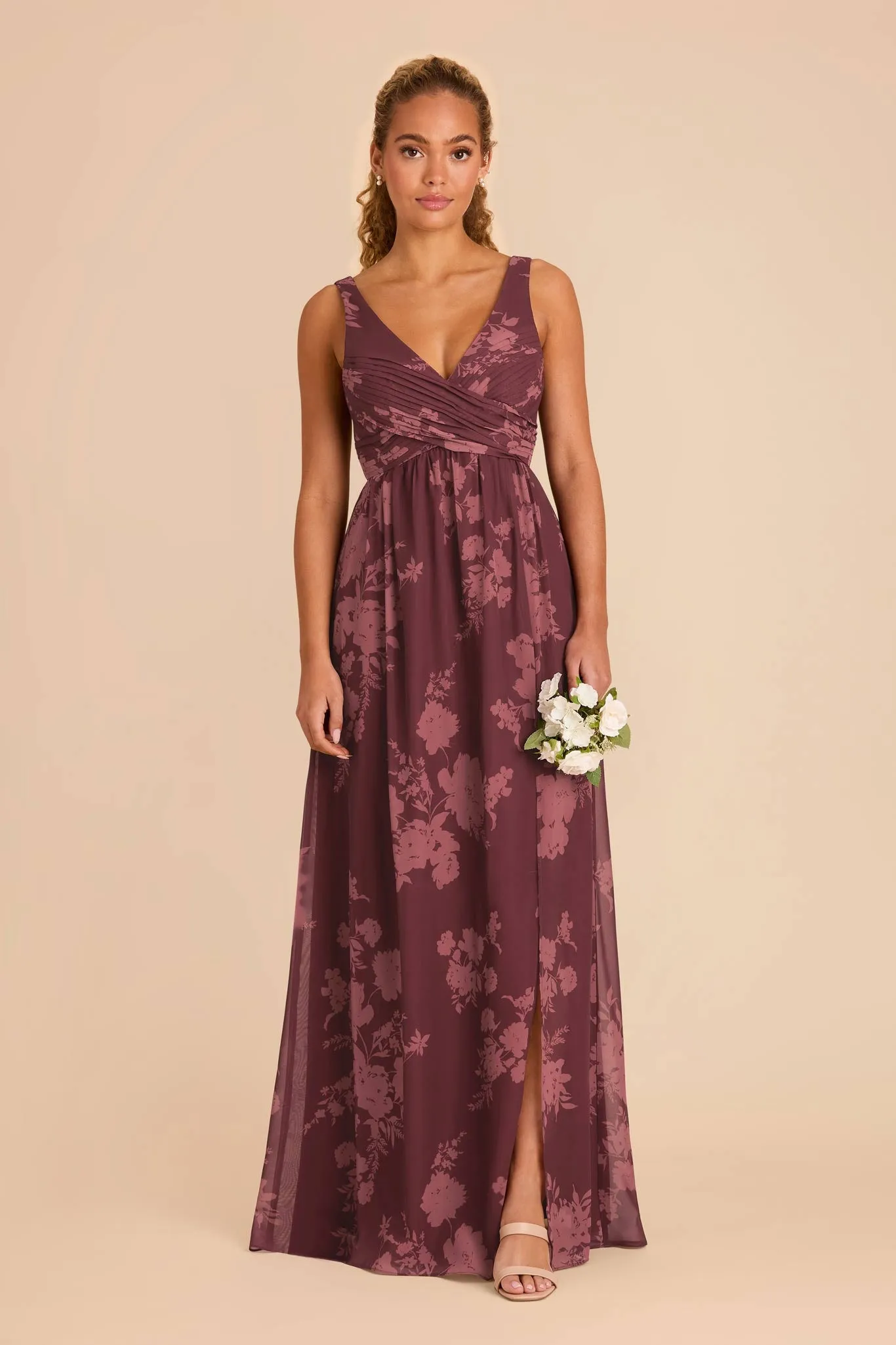 Laurie Chiffon Dress - Sangria Whimsical Blooms sold by Birdy Grey