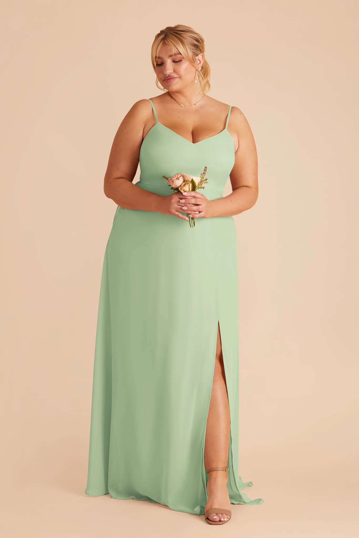 Devin Chiffon Dress With Slit - Pistachio sold by Birdy Grey product image thumbnail 2