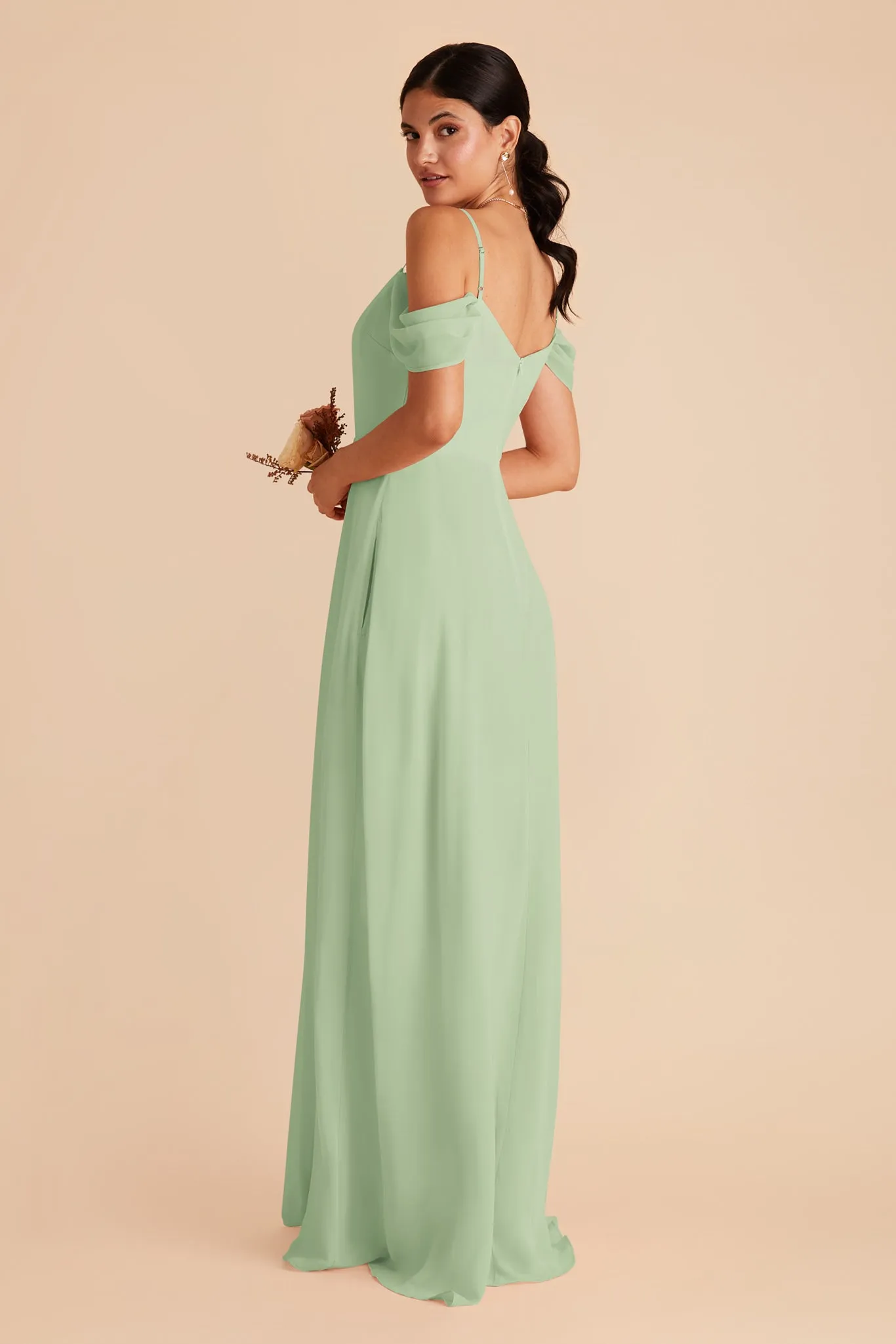 Devin Chiffon Dress With Slit - Pistachio sold by Birdy Grey product image thumbnail 5