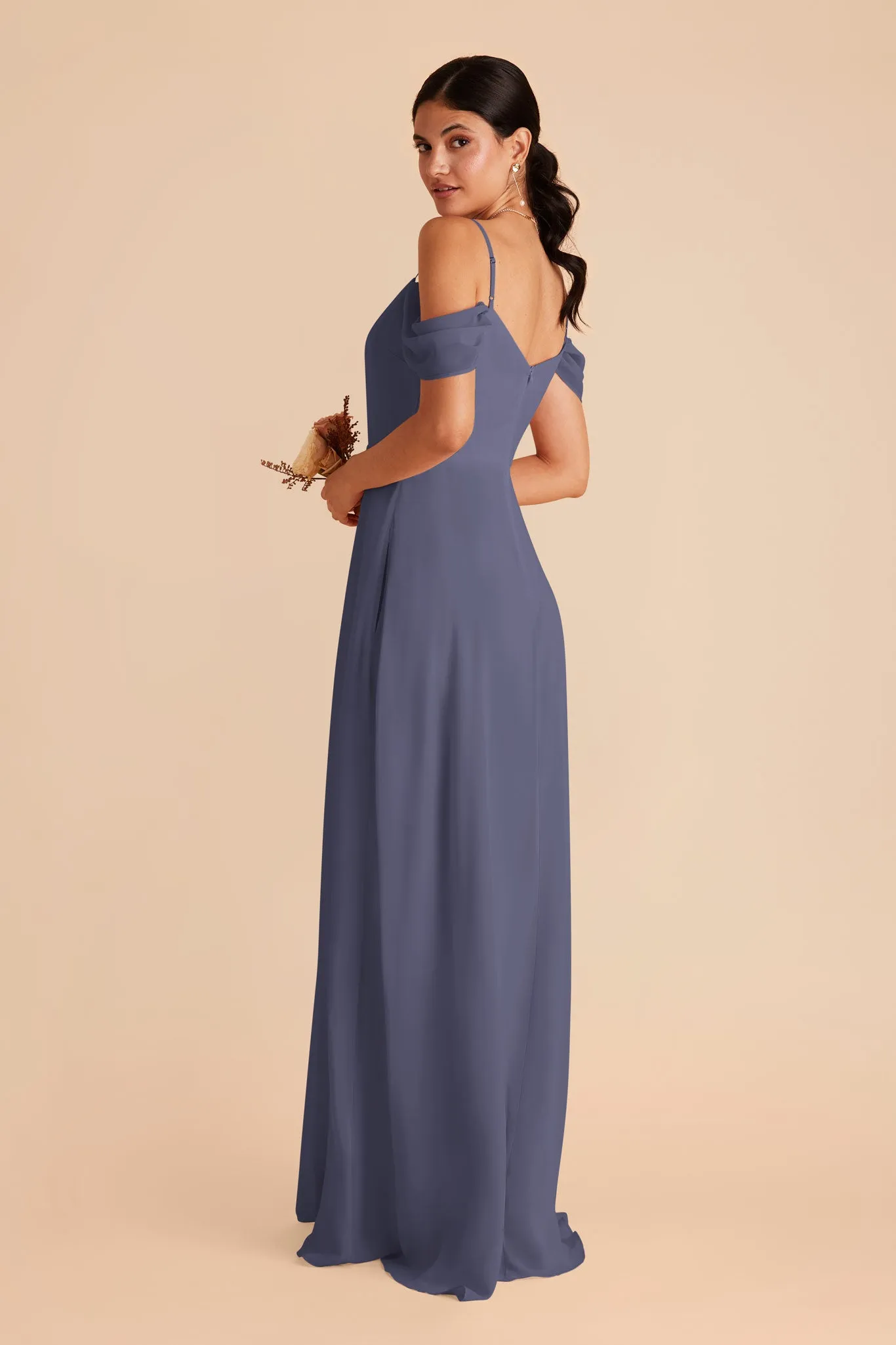 Devin Chiffon Dress With Slit - Dusk Blue sold by Birdy Grey product image thumbnail 5