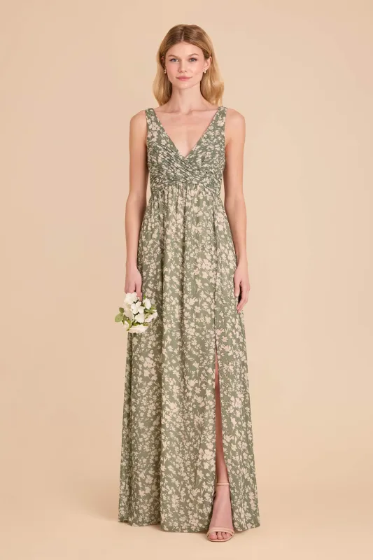 Laurie Chiffon Dress - Thyme Dreamy Floral sold by Birdy Grey