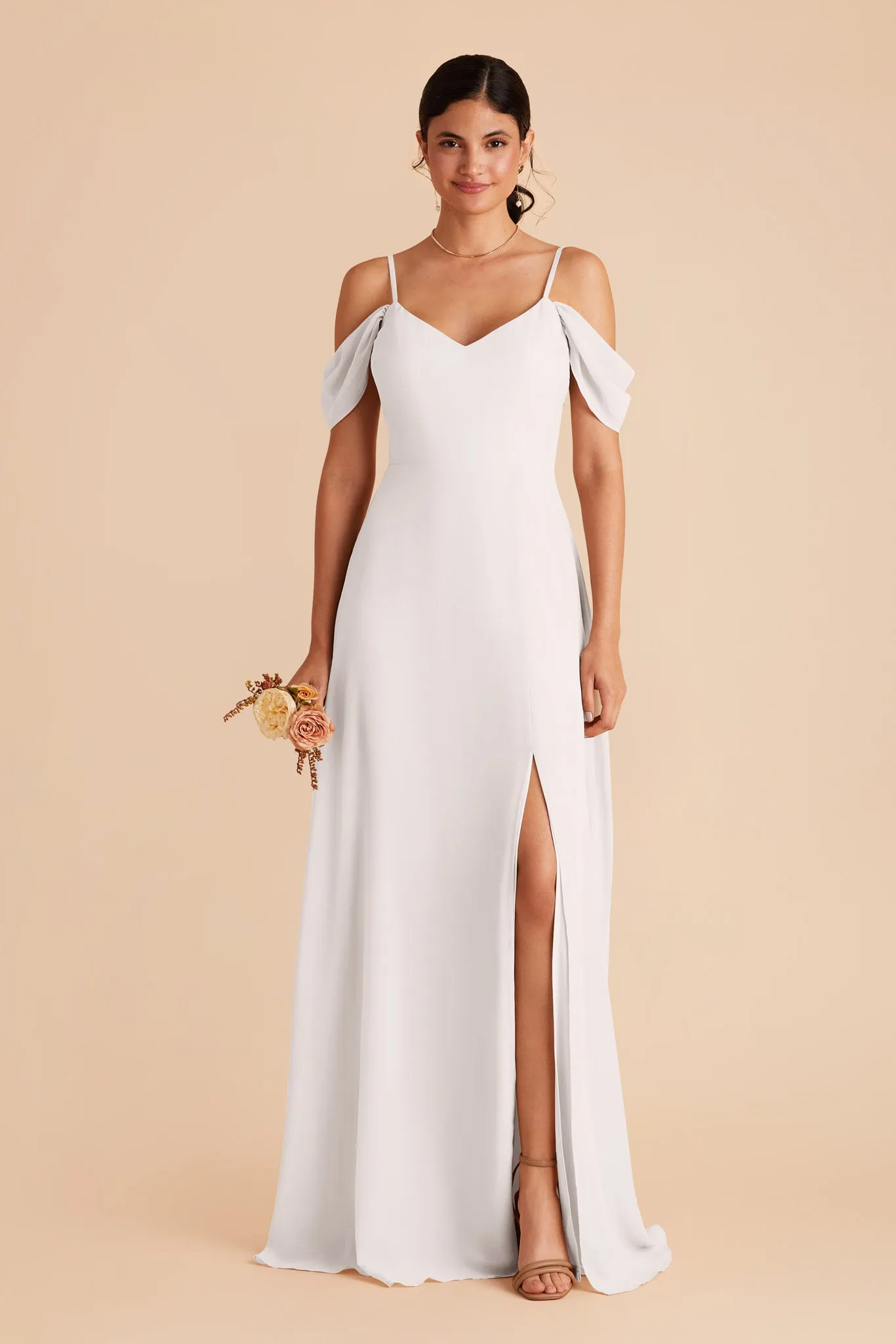 Devin Chiffon Dress With Slit - White sold by Birdy Grey product image thumbnail 3