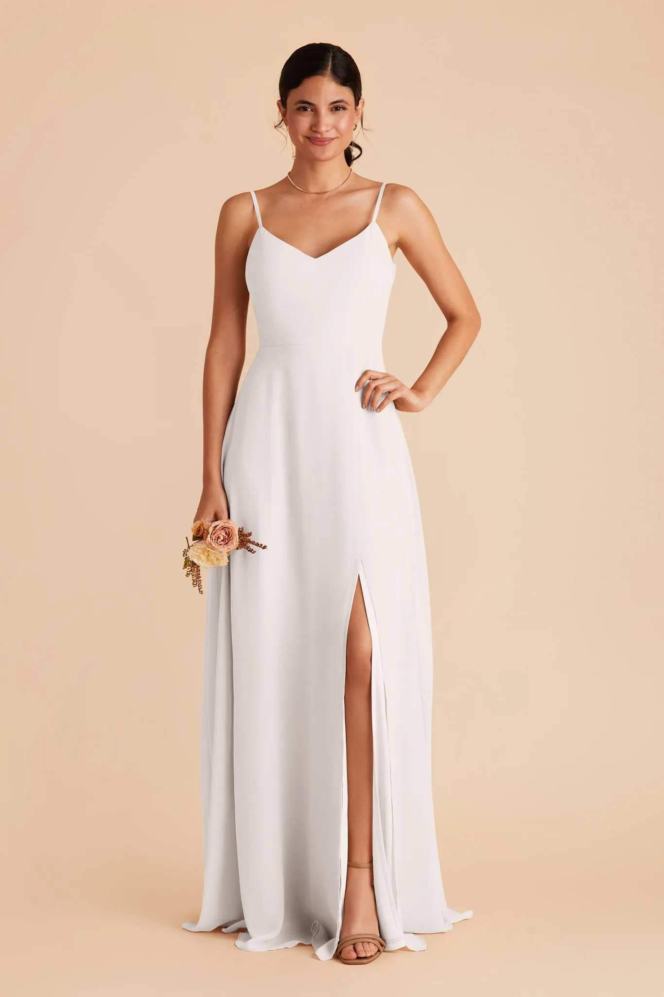 Devin Chiffon Dress With Slit - White sold by Birdy Grey product image thumbnail 4