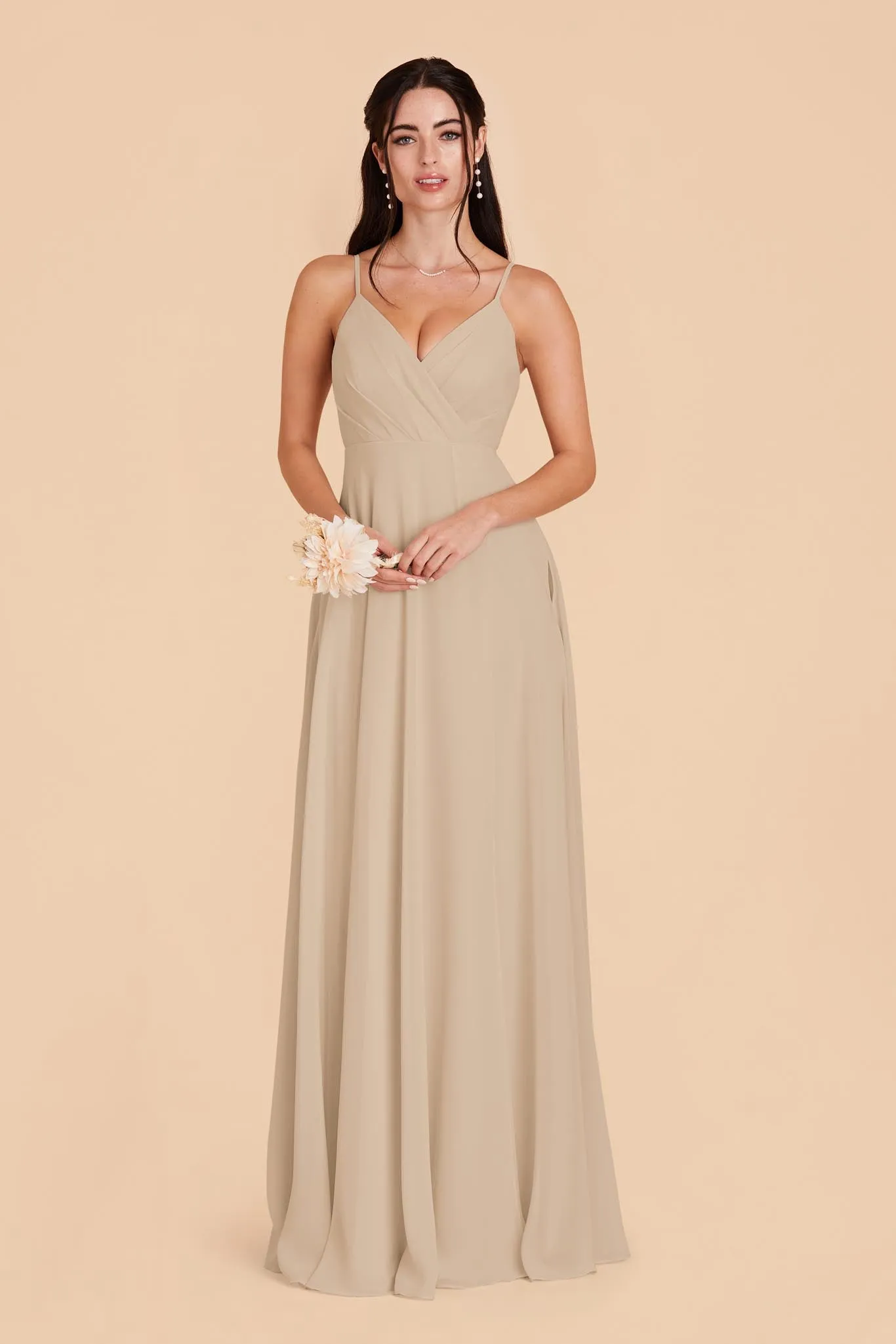 Kaia Chiffon Dress - Almond sold by Birdy Grey