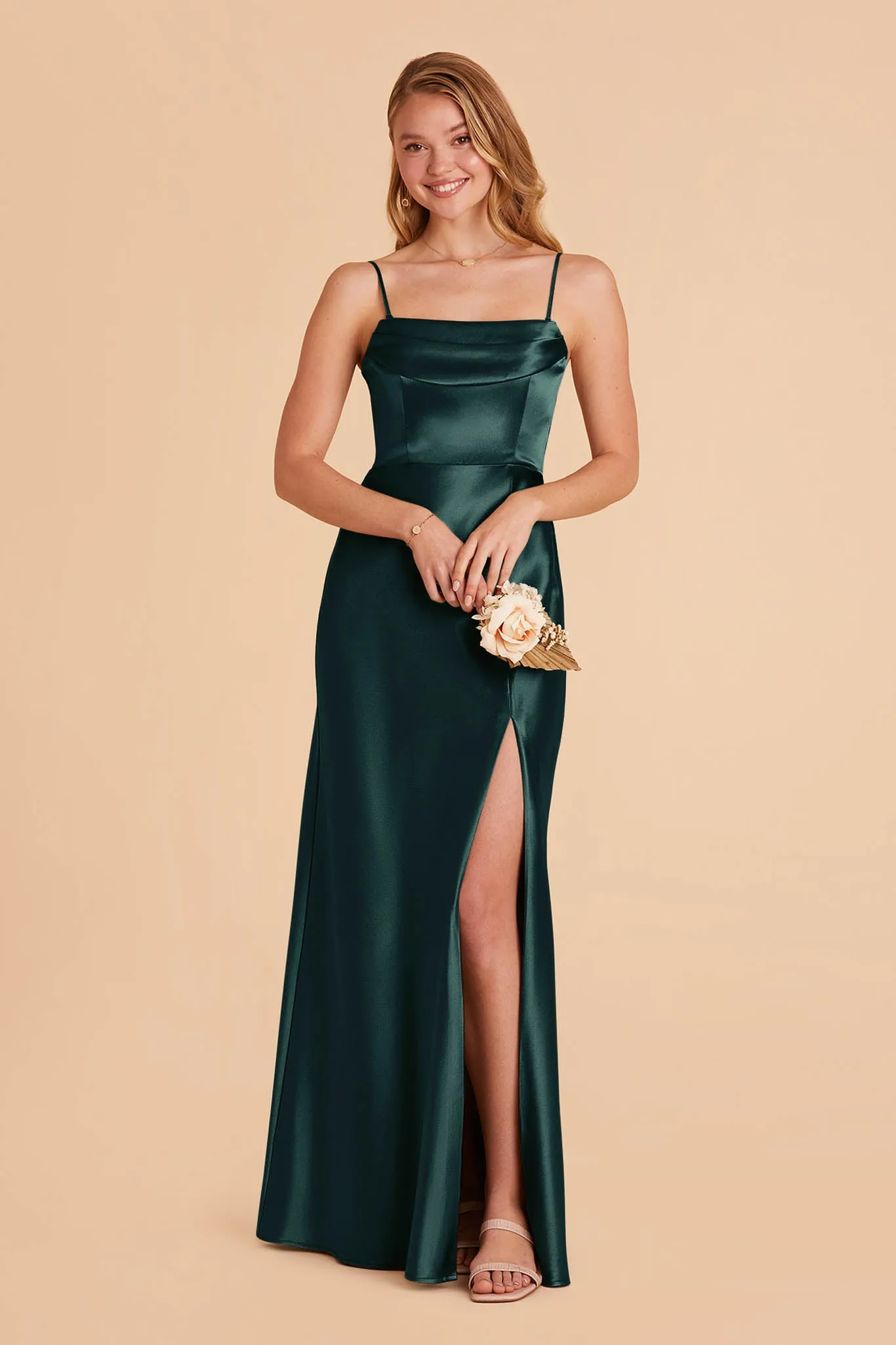 Mia Shiny Satin Dress - Emerald sold by Birdy Grey product image thumbnail 5