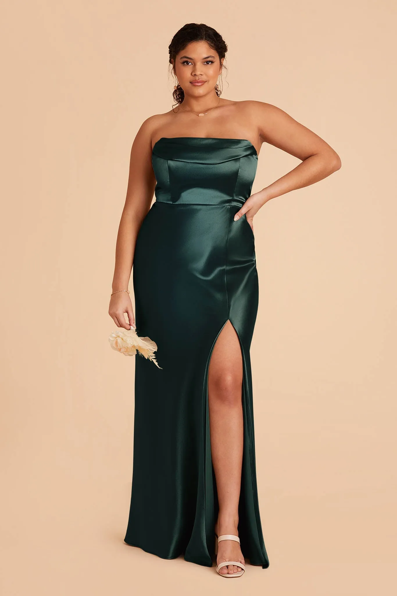 Mia Shiny Satin Dress - Emerald sold by Birdy Grey product image thumbnail 2