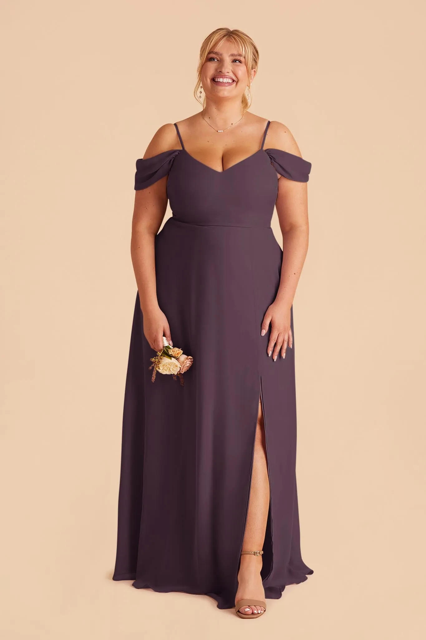 Devin Chiffon Dress With Slit - Plum sold by Birdy Grey product image thumbnail 2
