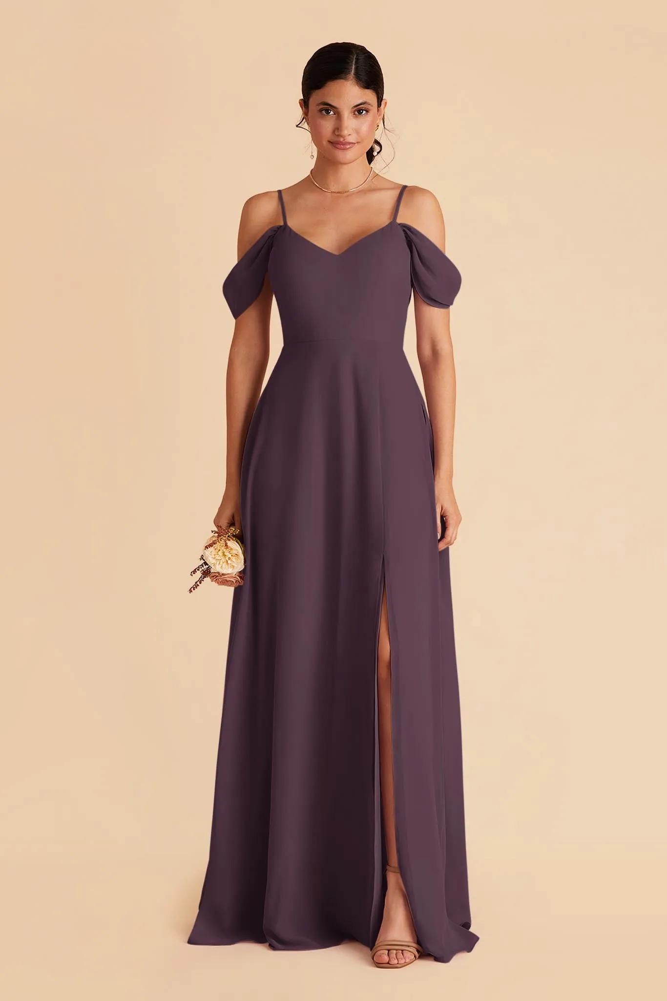 Devin Chiffon Dress With Slit - Plum sold by Birdy Grey product image thumbnail 4