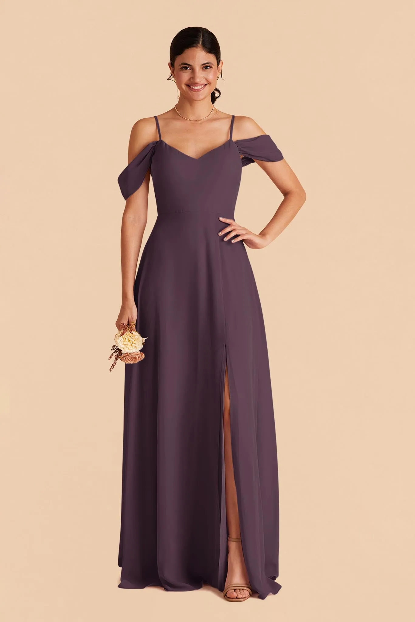 Devin Chiffon Dress With Slit - Plum sold by Birdy Grey product image thumbnail 3