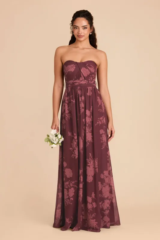 Grace Chiffon Dress - Sangria Whimsical Blooms sold by Birdy Grey