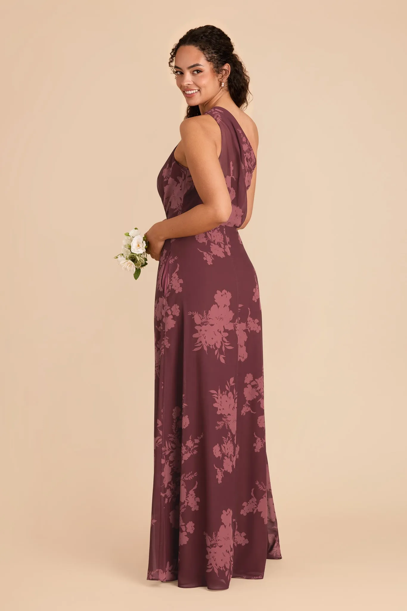 Kira Chiffon Dress - Sangria Whimsical Blooms sold by Birdy Grey product image thumbnail 4