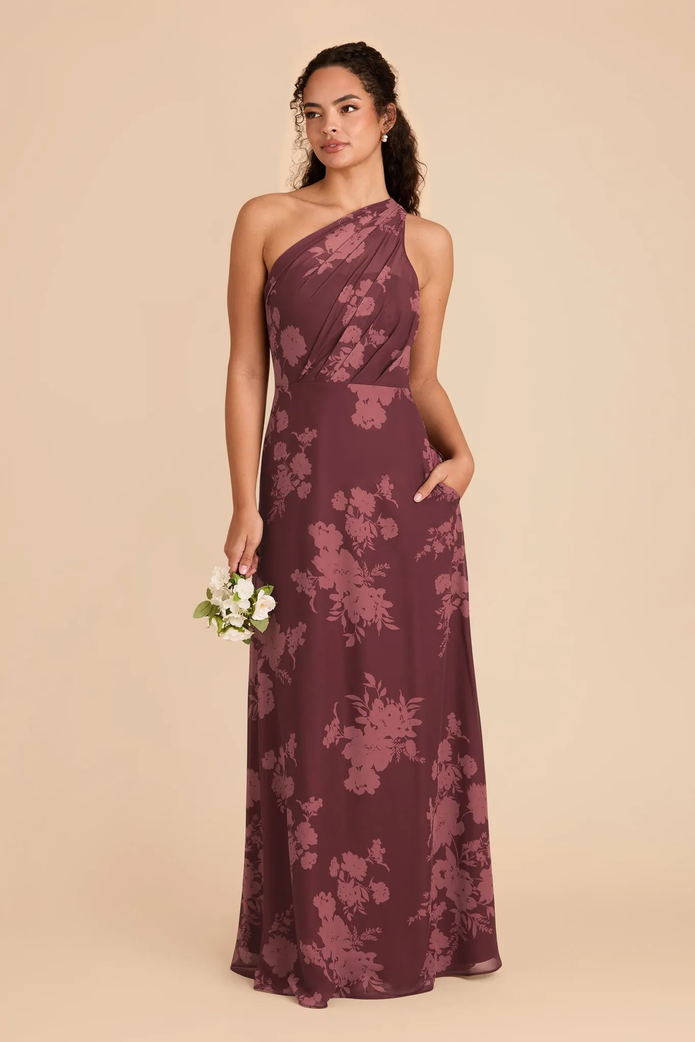 Kira Chiffon Dress - Sangria Whimsical Blooms sold by Birdy Grey product image thumbnail 2