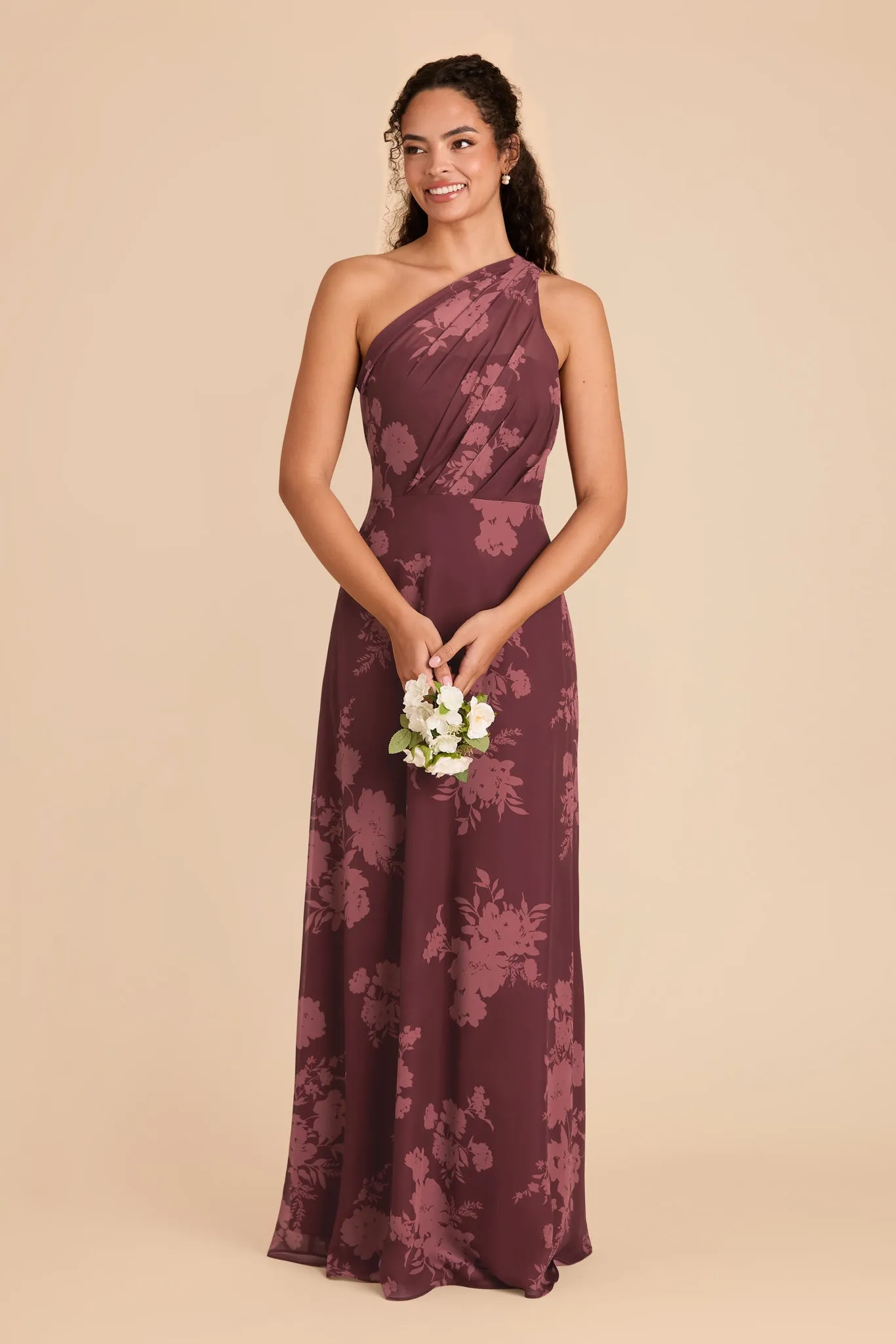 Kira Chiffon Dress - Sangria Whimsical Blooms sold by Birdy Grey product image thumbnail 3