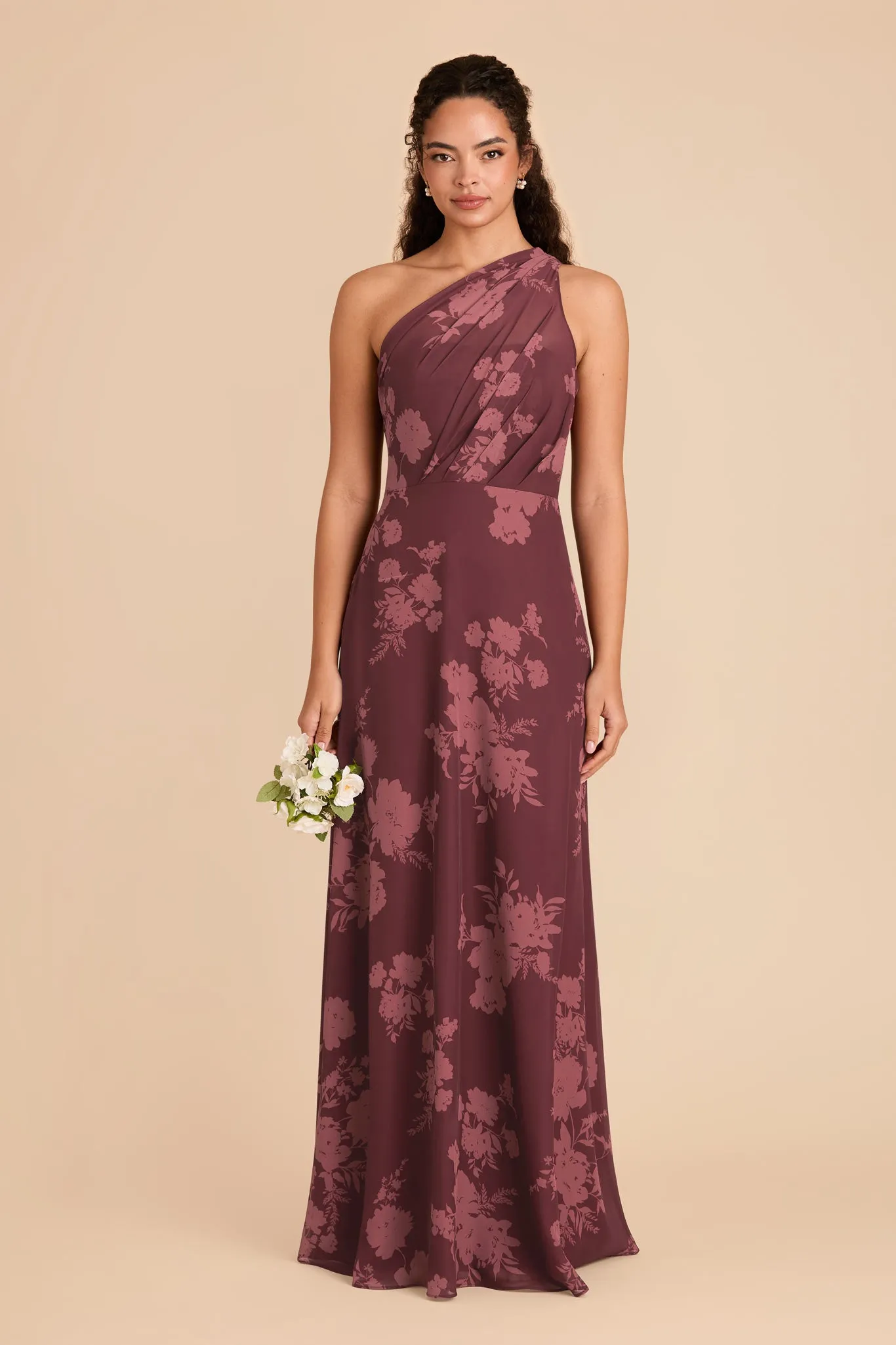 Kira Chiffon Dress - Sangria Whimsical Blooms sold by Birdy Grey