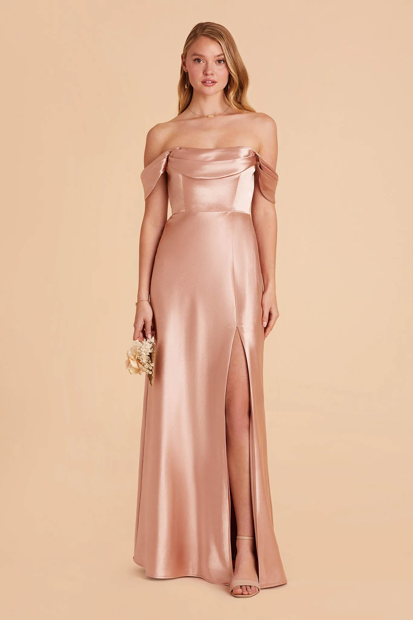 Mia Shiny Satin Dress - Rose Gold sold by Birdy Grey product image thumbnail 4