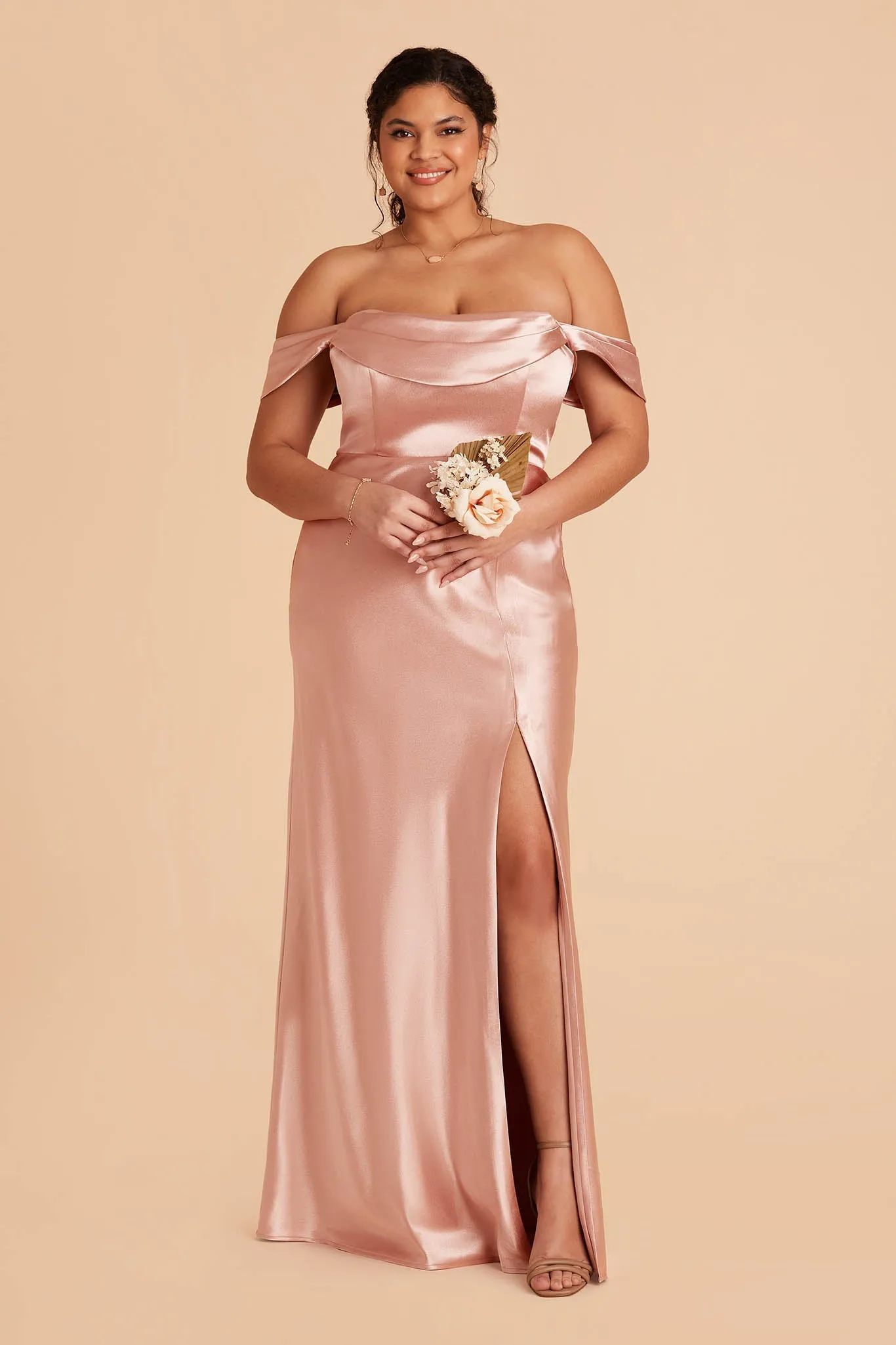 Mia Shiny Satin Dress - Rose Gold sold by Birdy Grey product image thumbnail 3