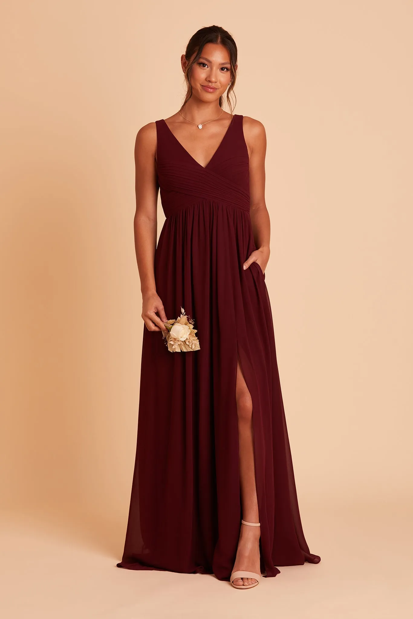 Laurie Chiffon Dress - Cabernet sold by Birdy Grey