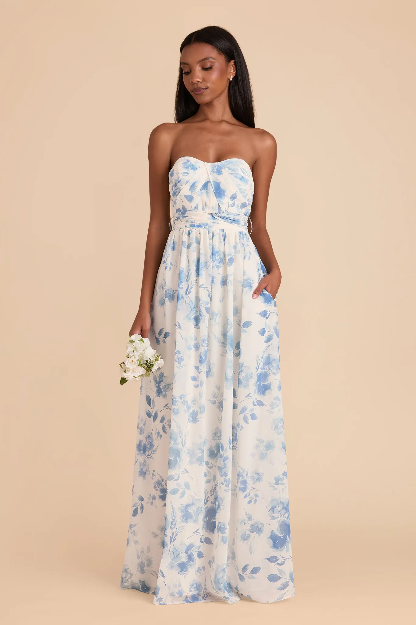 Grace Chiffon Dress - Blue Rococo Floral sold by Birdy Grey product image thumbnail 3