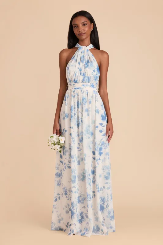 Grace Chiffon Dress - Blue Rococo Floral sold by Birdy Grey