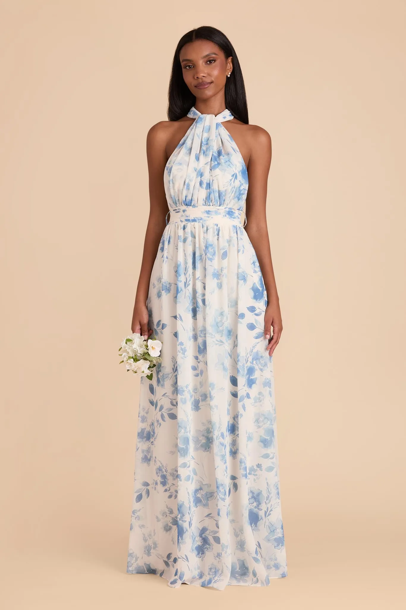 Grace Chiffon Dress - Blue Rococo Floral sold by Birdy Grey