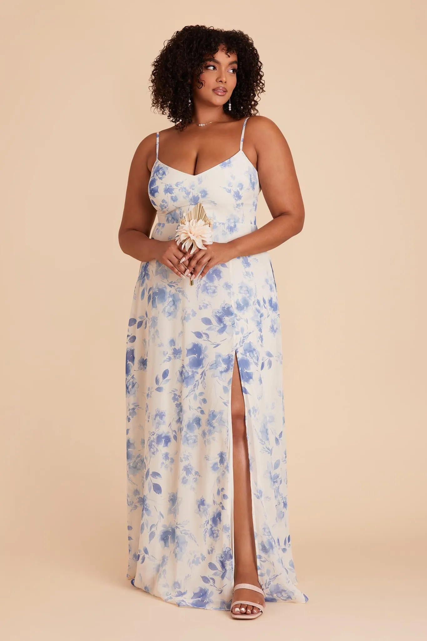 Devin Chiffon Dress With Slit - Blue Rococo Floral sold by Birdy Grey product image thumbnail 2