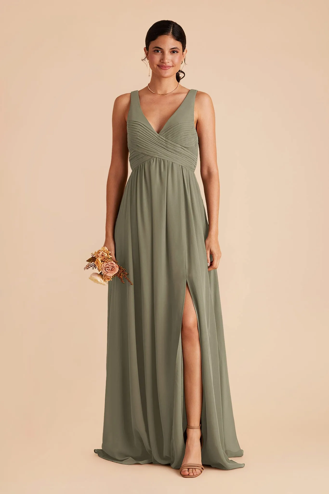 Laurie Chiffon Dress - Thyme sold by Birdy Grey